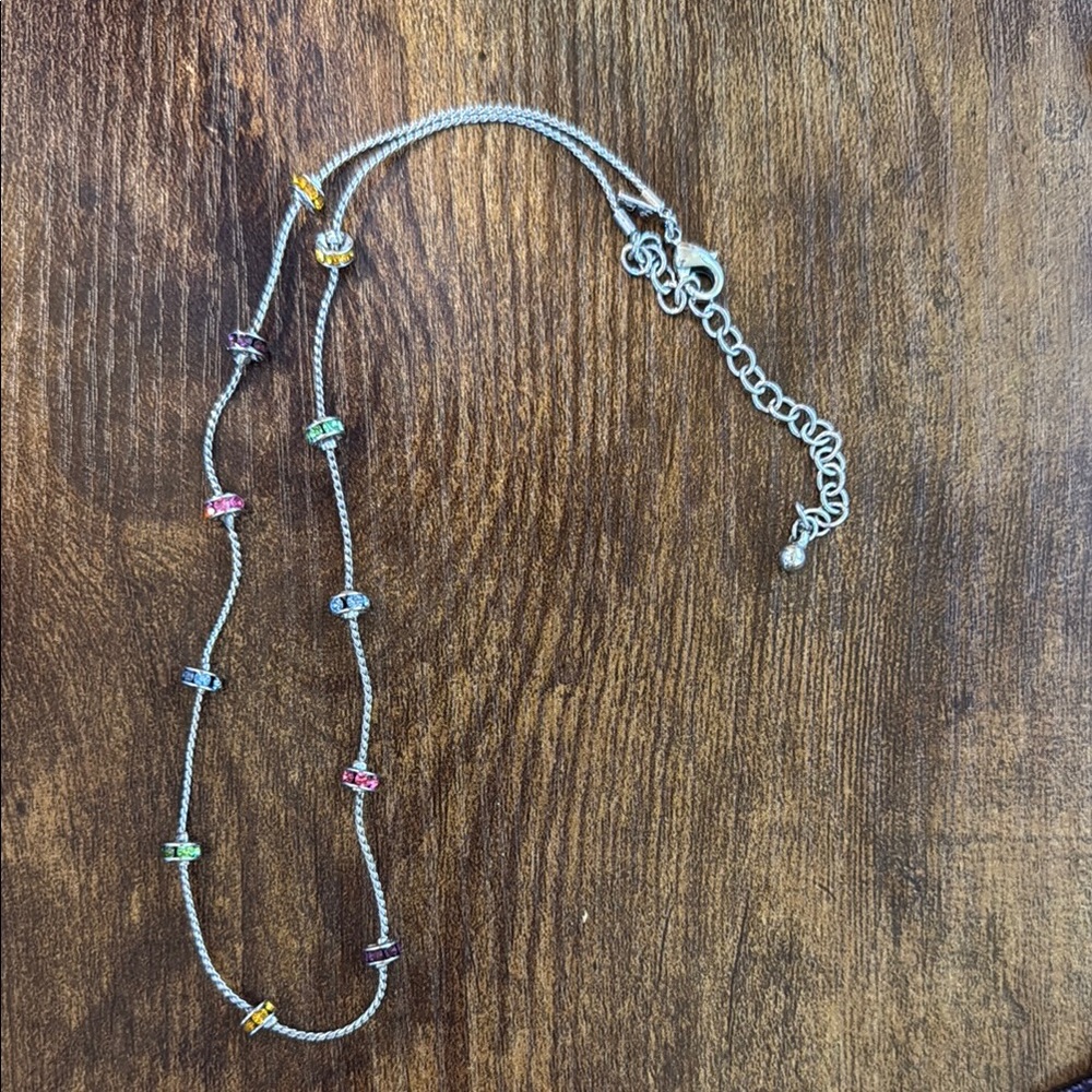 Elegant Silver Necklace with Multicolor Accents